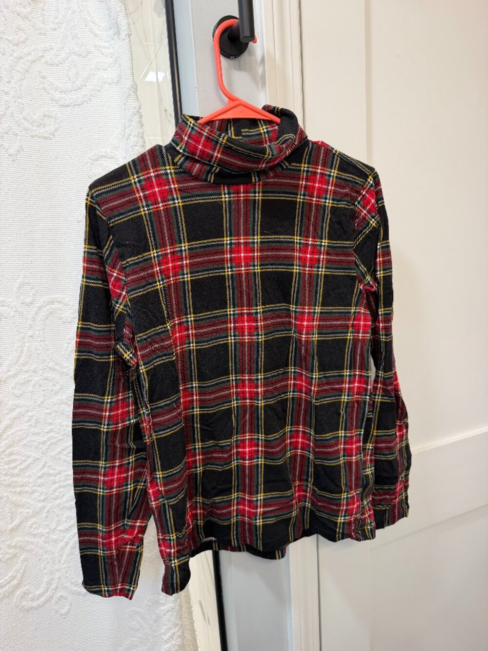 J.Crew Women's tartan mock neck t-shirt size L